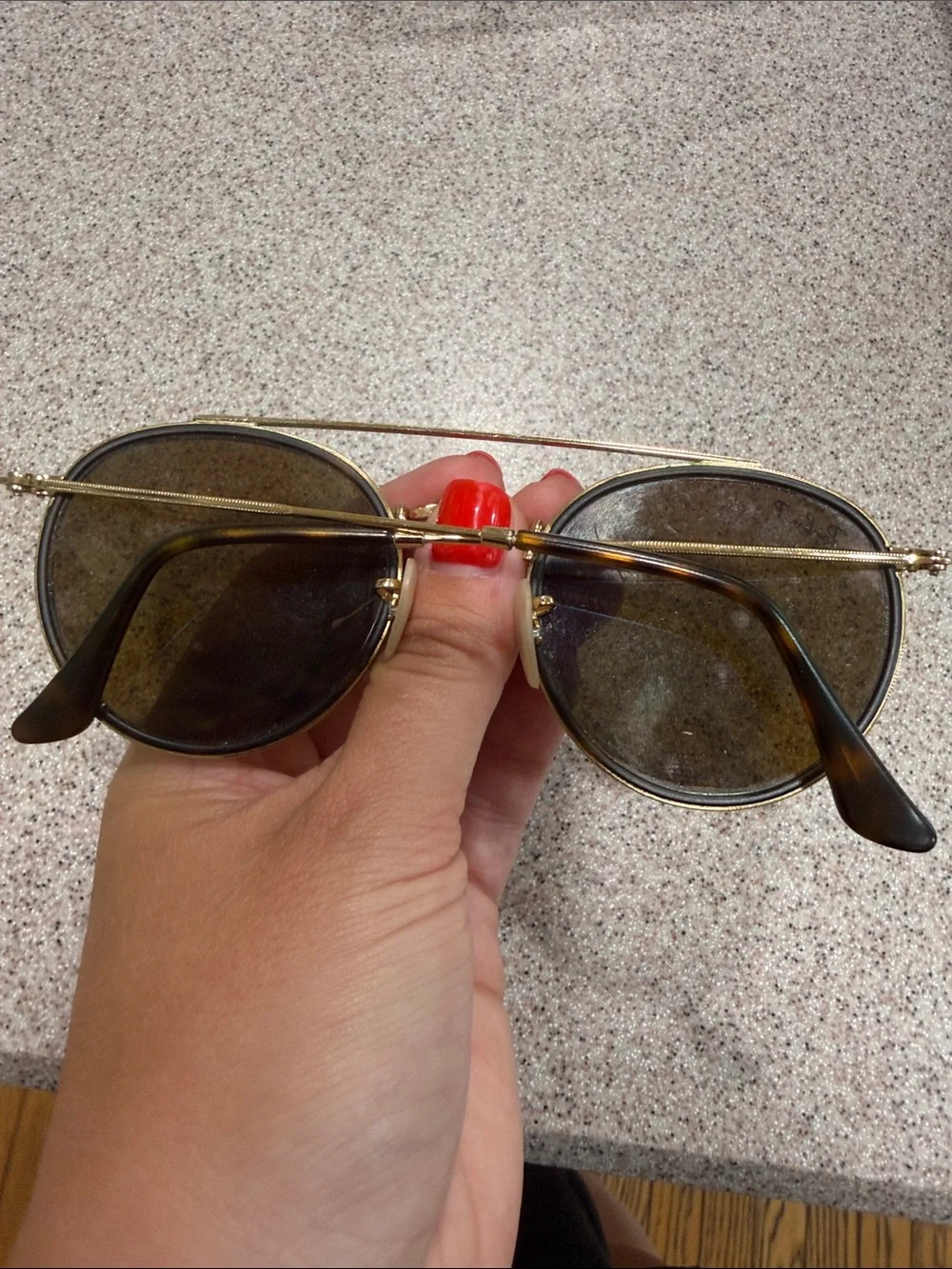 Ray-Ban Gold Frame Sunglasses with Brown Lenses